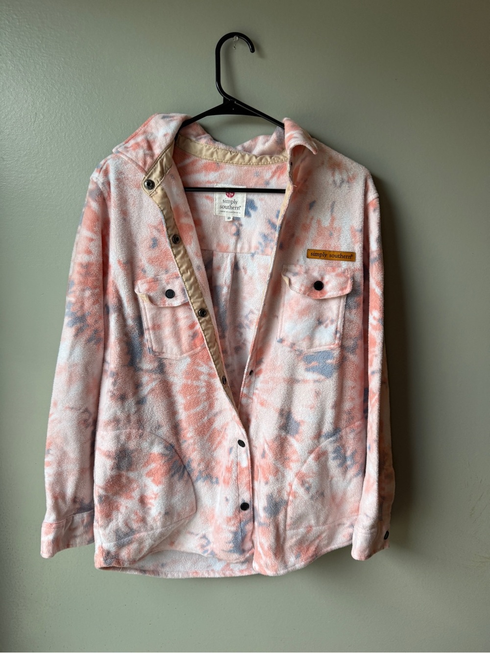 Simply Southern Tie Dye Fleece Shacket Button Up Jacket